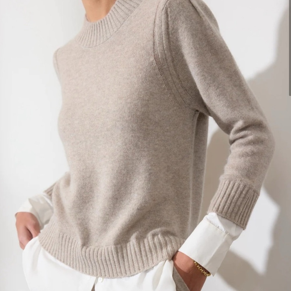 Brochu Walker Eton Layer Sweater - Light Grey, Cashmere/Wool, Size XS